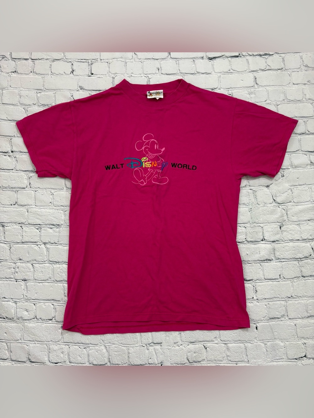 Vintage Walt Disney World T-Shirt Women’s Medium Pink Mickey Mouse Made In USA